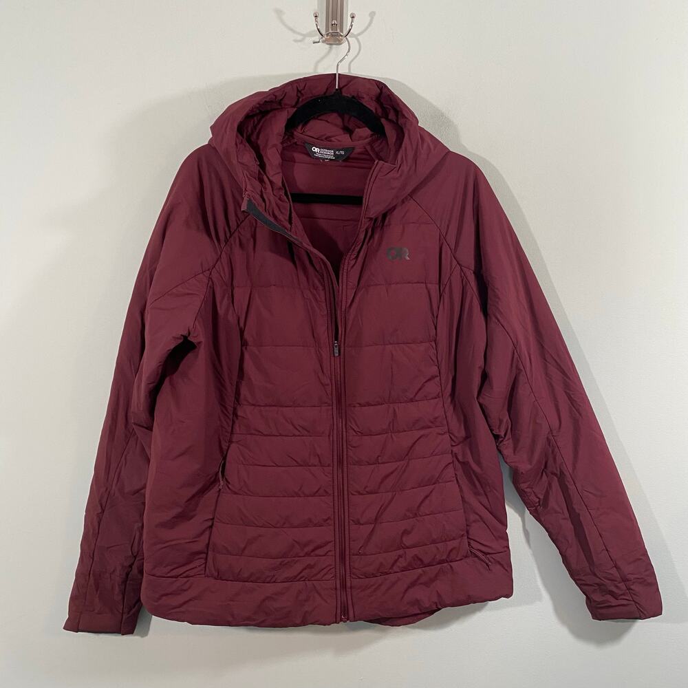 Outdoor Research Women Maroon Shadow Insulated Full Zip Hooded Jacket Size XL
